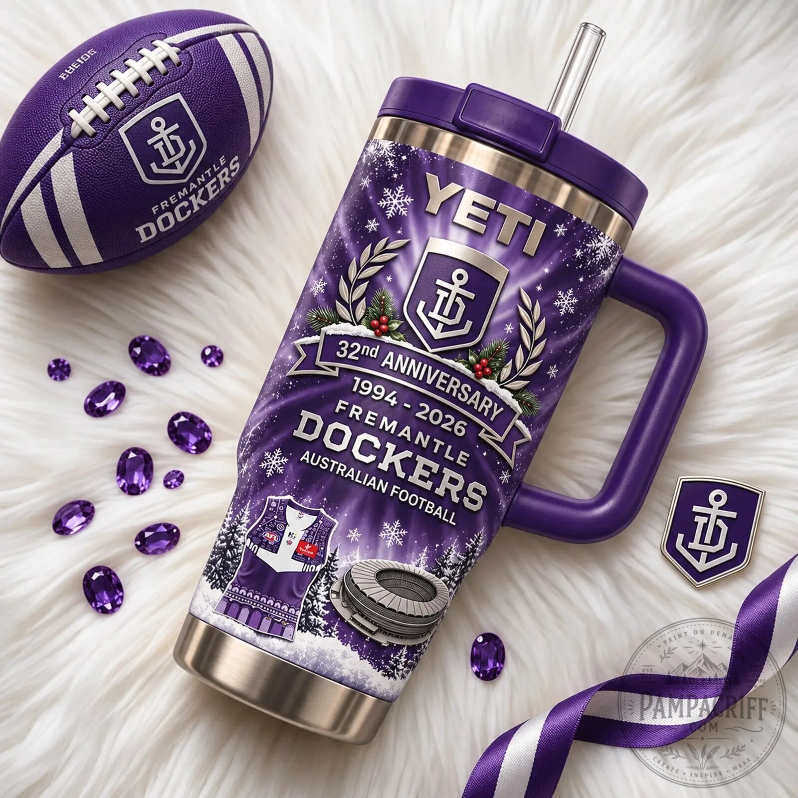 Yeti Tumbler Celebrating 32nd Anniversary of Fremantle Dockers AFL Team 8 Yeti Tumbler Celebrating 32nd Anniversary of Fremantle Dockers AFL Team
