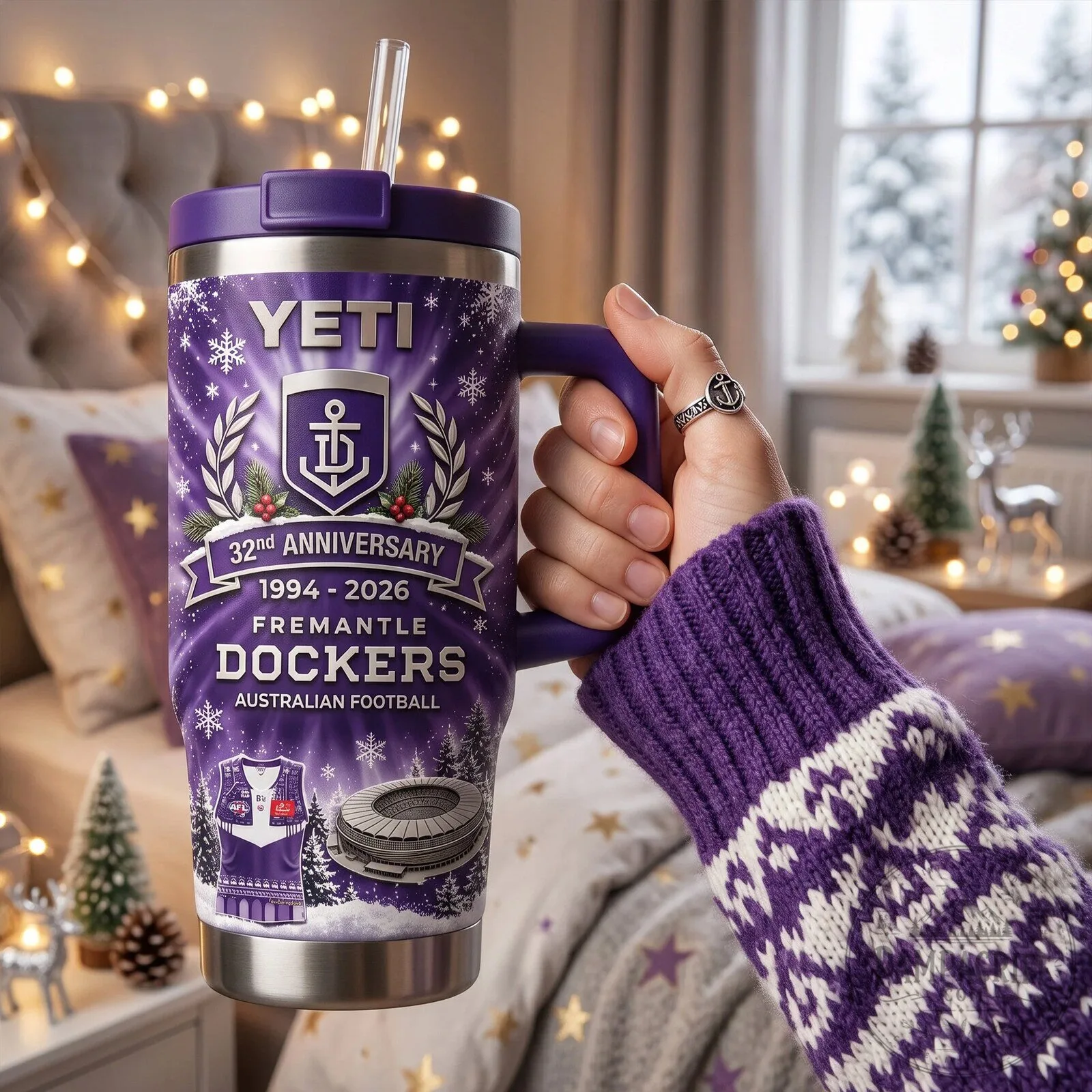 Yeti Tumbler Celebrating 32nd Anniversary of Fremantle Dockers AFL Team 9 Yeti Tumbler Celebrating 32nd Anniversary of Fremantle Dockers AFL Team