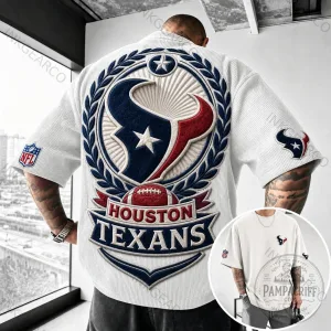 Houston Texans NFL Football Team Logo White Hawaiian Shirt for Men