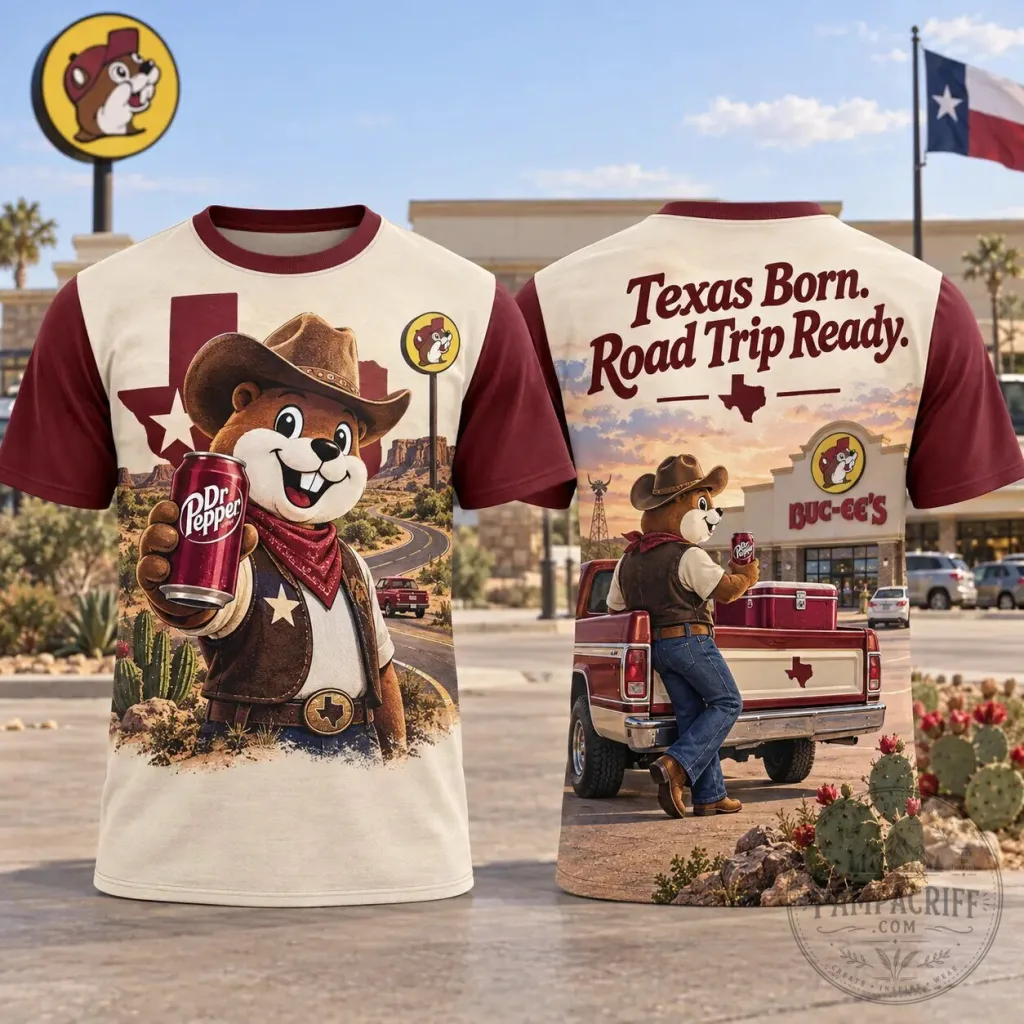 Buc-ee's Dr Pepper Texas Born Road Trip Ready Cowboy T-Shirt 56 Buc-ee's Dr Pepper Texas Born Road Trip Ready Cowboy T-Shirt