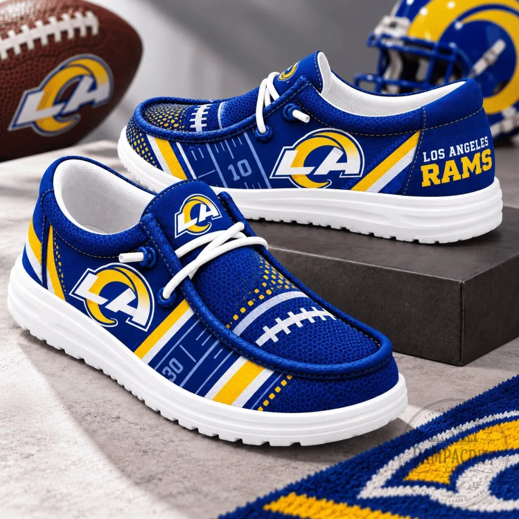 Los Angeles Rams Football Team Fan Design Casual Slip-On Shoes Los Angeles Rams Football Team Fan Design Casual Slip-On Shoes