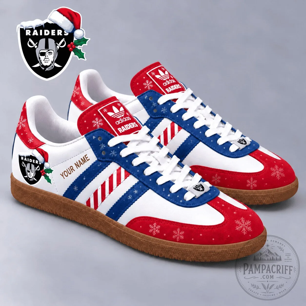 Las Vegas Raiders NFL Christmas Holiday Custom Name Shoes