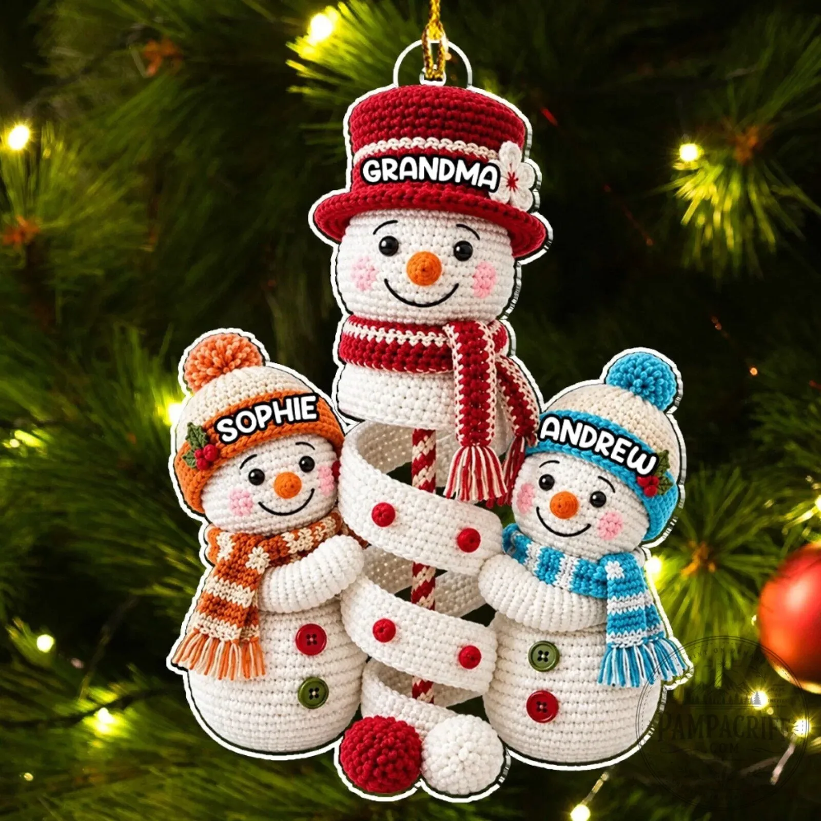 Personalized Grandma's Christmas Crew Snowman Family Tree Holiday Ornament 8 Personalized Grandma's Christmas Crew Snowman Family Tree Holiday Ornament