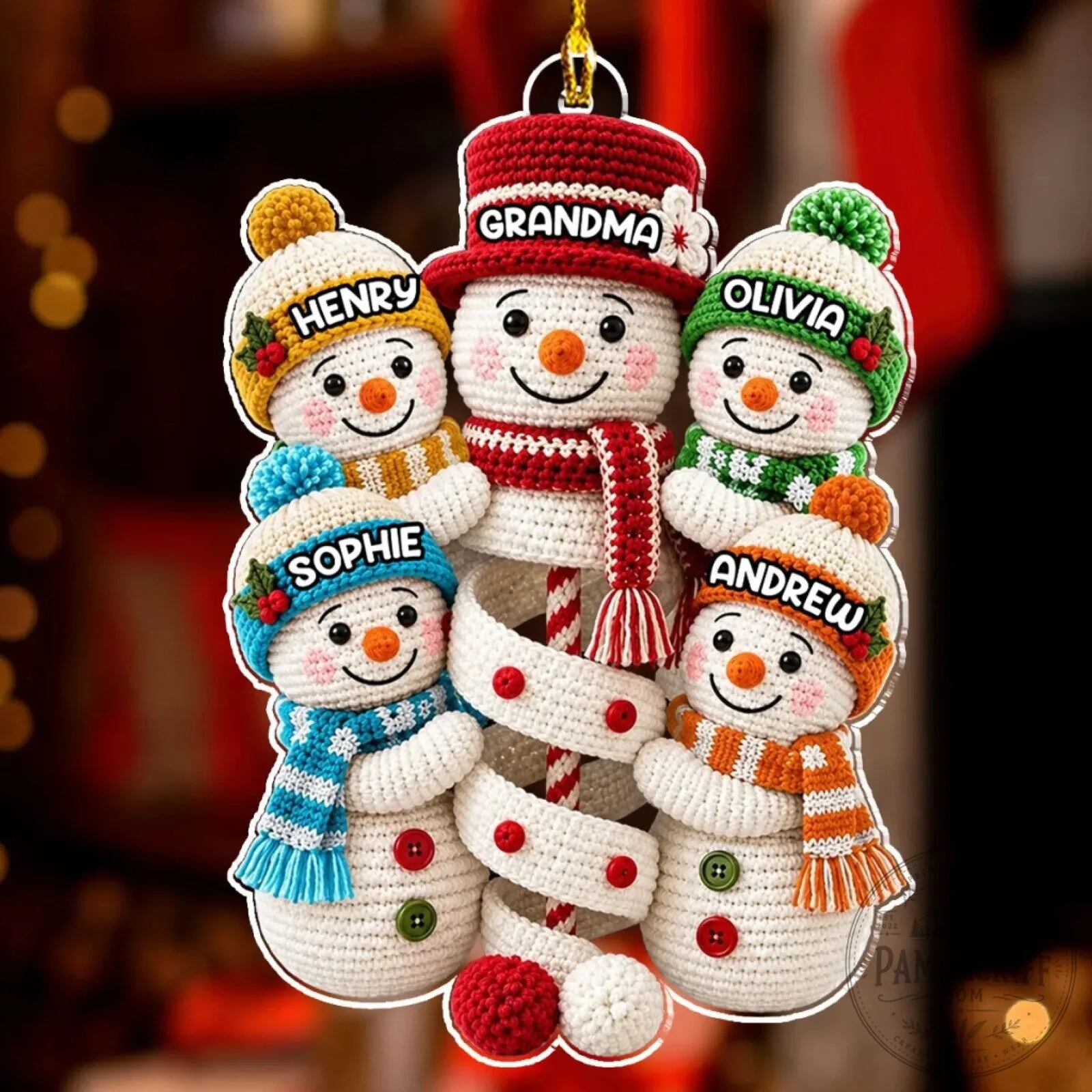 Personalized Grandma's Christmas Crew Snowman Family Tree Holiday Ornament 14 Personalized Grandma