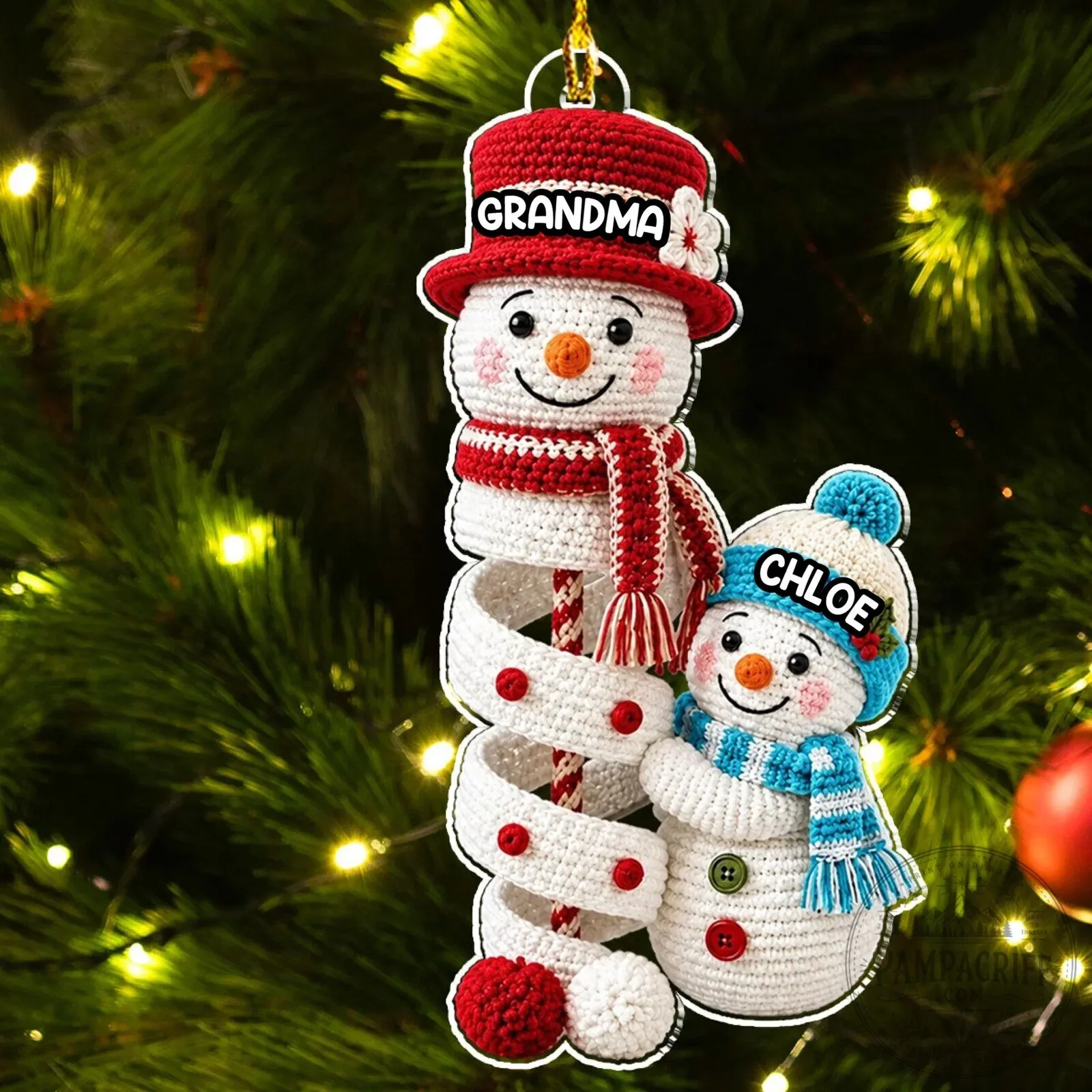 Personalized Grandma's Christmas Crew Snowman Family Tree Holiday Ornament 15 Personalized Grandma