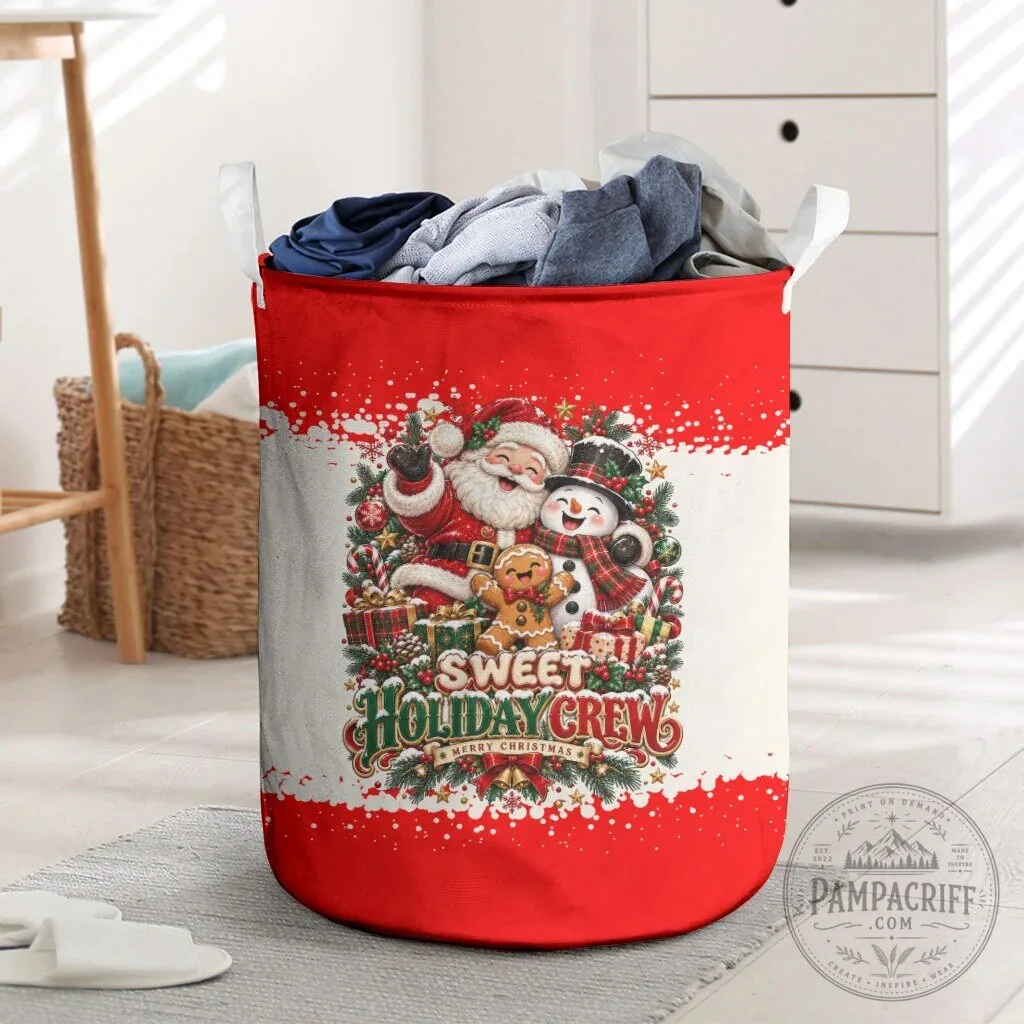 Sweet Holiday Crew Christmas Santa Snowman Gingerbread Laundry Basket 9 Sweet Holiday Crew Christmas Santa Snowman Gingerbread Laundry Basket