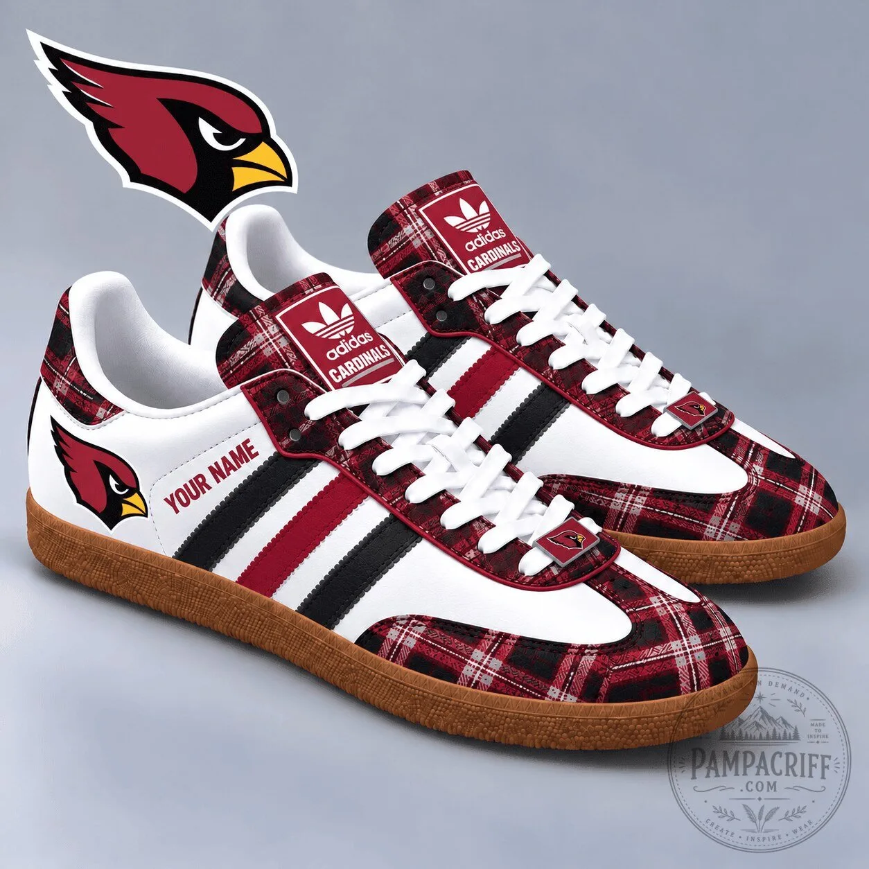 Arizona Cardinals NFL Team Plaid Pattern Custom Name Samba Shoes 2 Arizona Cardinals NFL Team Plaid Pattern Custom Name Samba Shoes