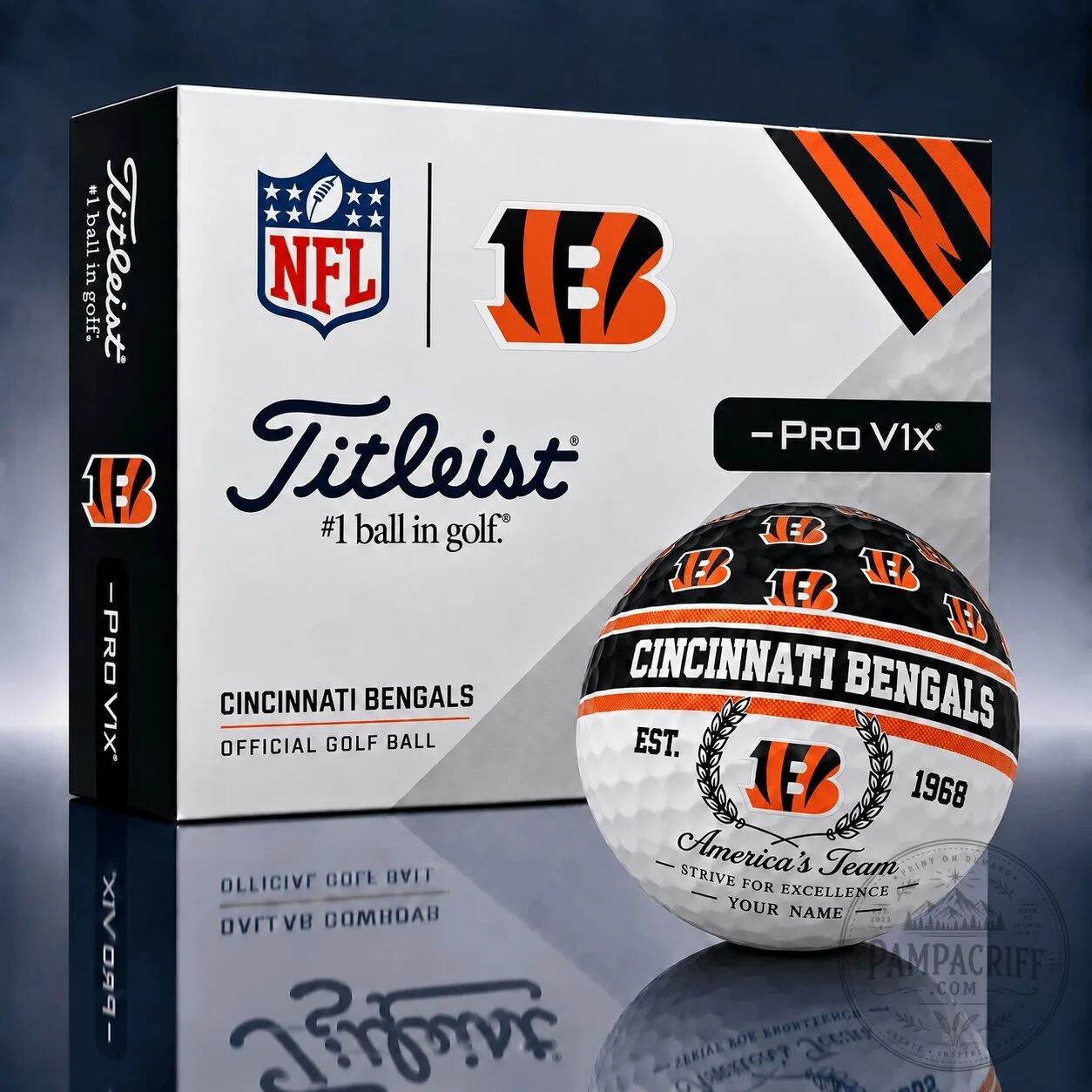Cincinnati Bengals Official Golf Ball Titleist Pro V1x Personalized Sports Gift