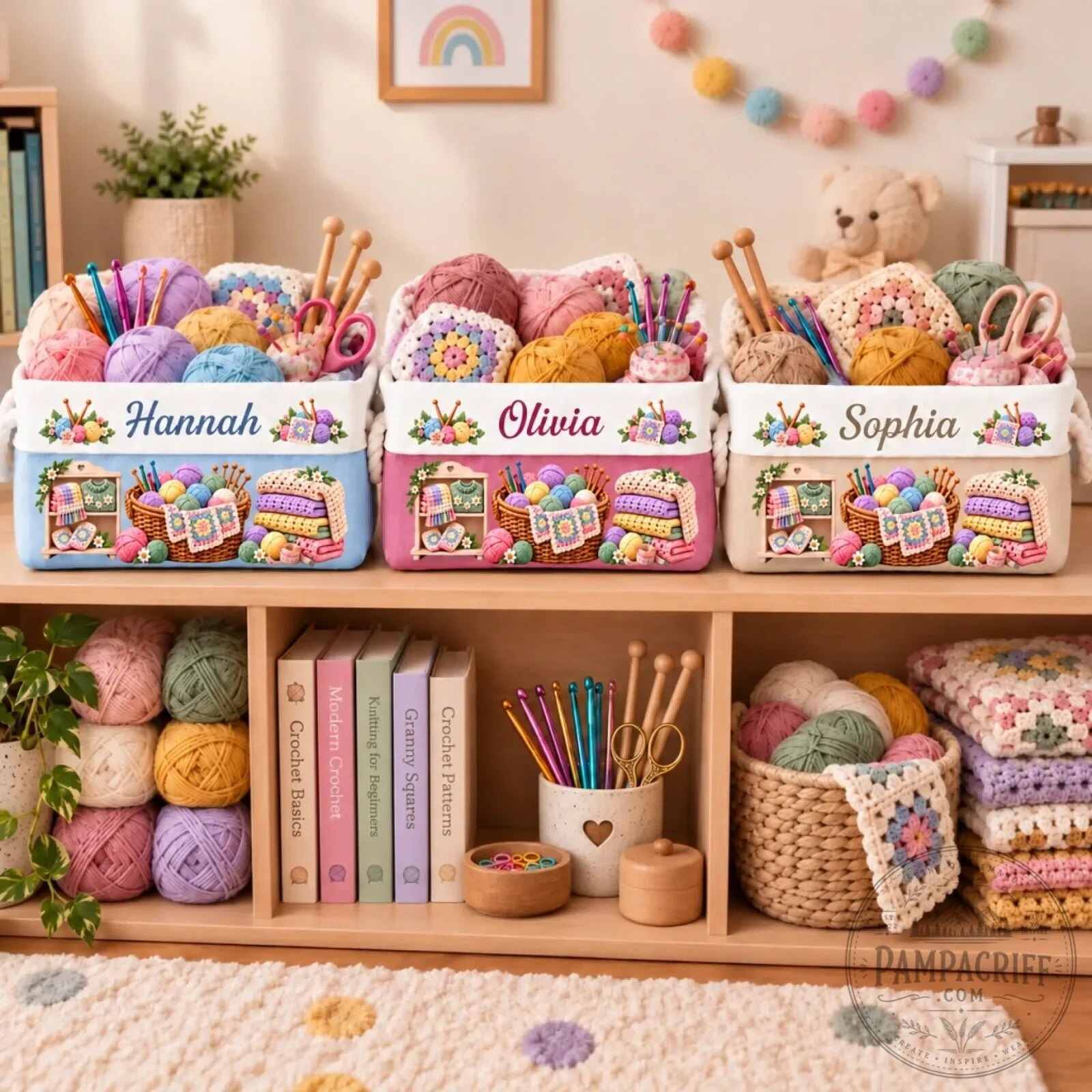 Personalized Crochet Yarn Storage Basket with Custom Name for Knitting Supplies 12 Personalized Crochet Yarn Storage Basket with Custom Name for Knitting Supplies