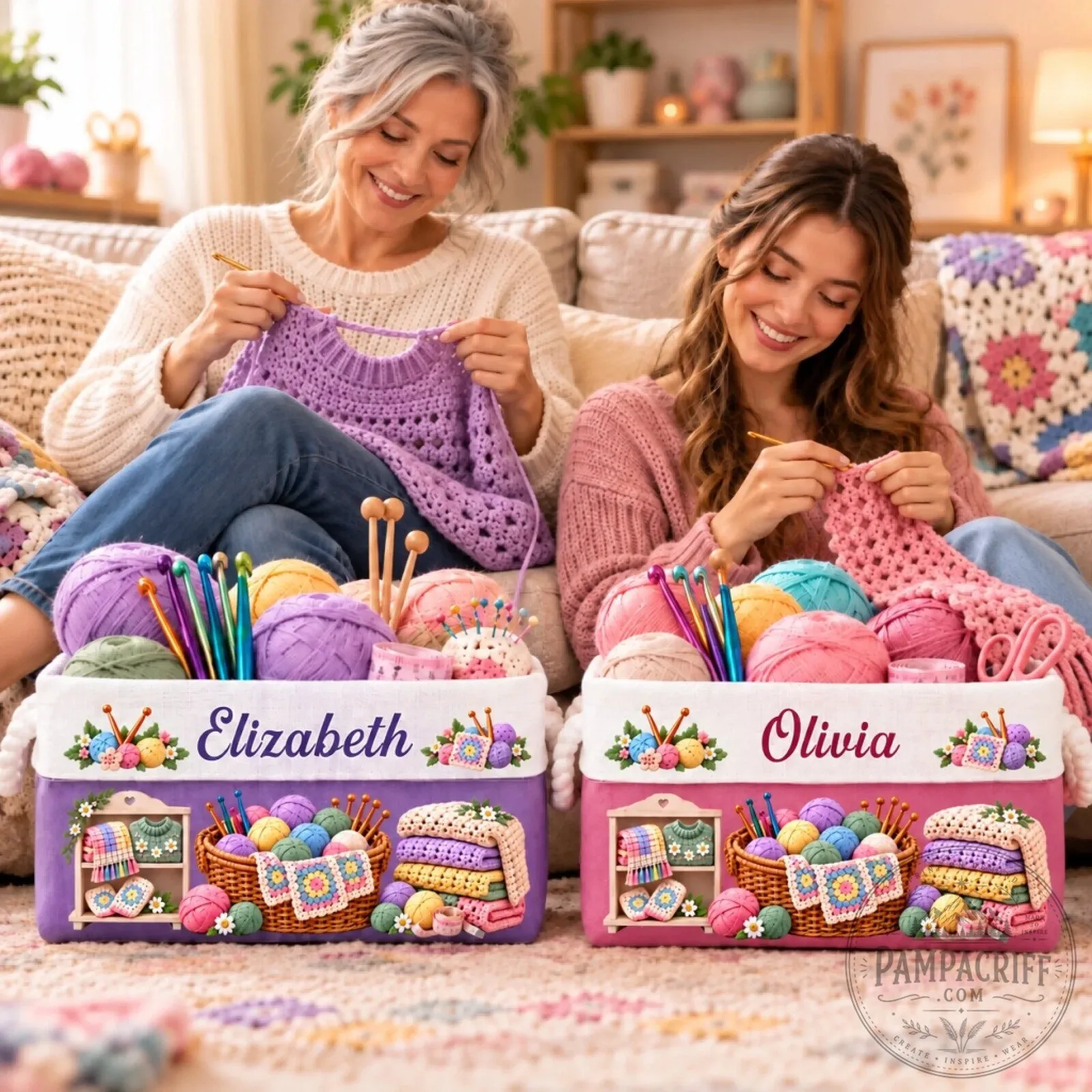 Personalized Crochet Yarn Storage Basket with Custom Name for Knitting Supplies 15 Personalized Crochet Yarn Storage Basket with Custom Name for Knitting Supplies