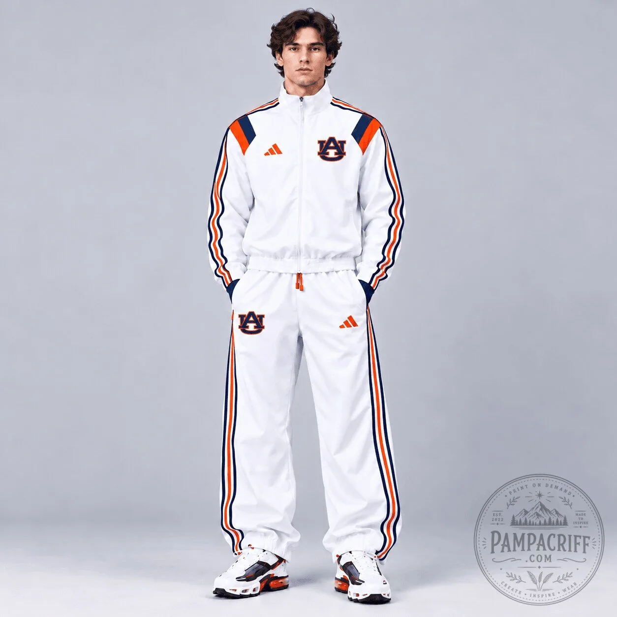 Auburn Tigers NCAA Heritage White Track Jacket and Jogger Set 5 Auburn Tigers NCAA Heritage White Track Jacket and Jogger Set