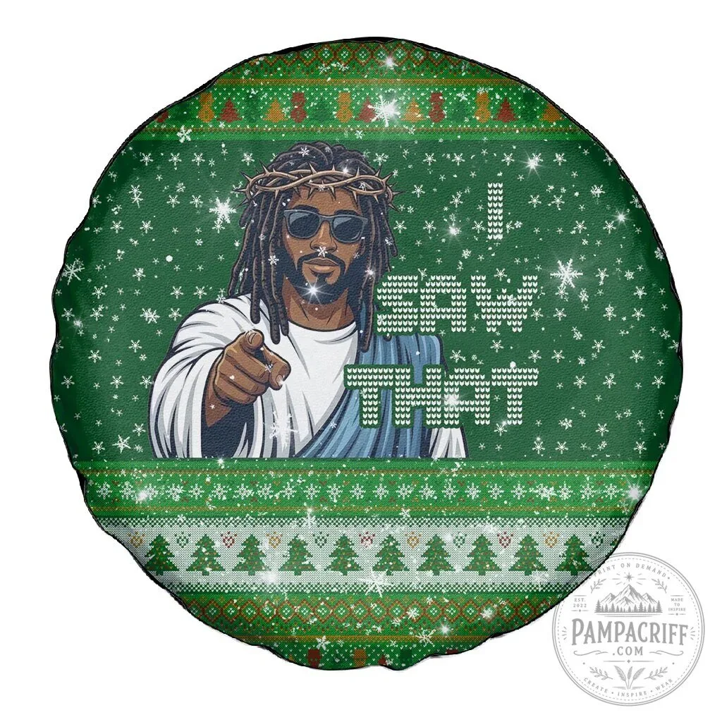 Funny Black Jesus I Saw That Christmas Ugly Sweater Spare Tire Cover 8 Funny Black Jesus I Saw That Christmas Ugly Sweater Spare Tire Cover
