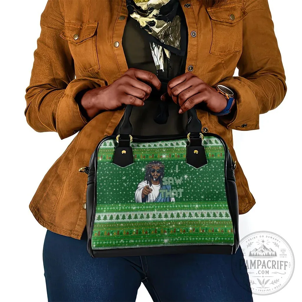 Funny Black Jesus I Saw That Christmas Ugly Sweater Pattern Shoulder Handbag 8 Funny Black Jesus I Saw That Christmas Ugly Sweater Pattern Shoulder Handbag