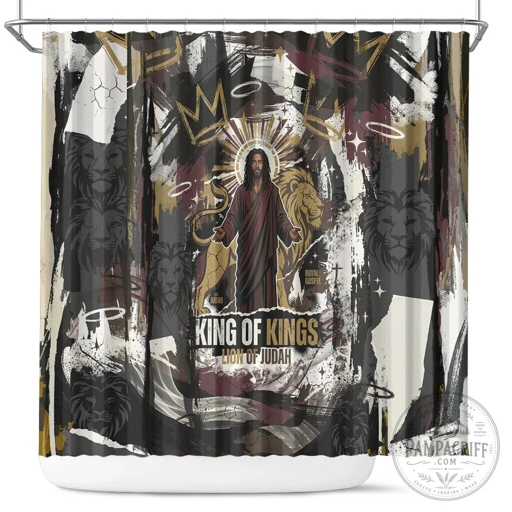 King of Kings Jesus is King Lion of Judah Religious Faith Grunge Shower Curtain 7 King of Kings Jesus is King Lion of Judah Religious Faith Grunge Shower Curtain