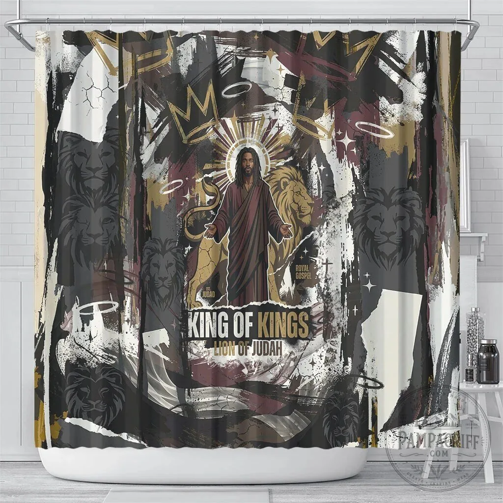 King of Kings Jesus is King Lion of Judah Religious Faith Grunge Shower Curtain 8 King of Kings Jesus is King Lion of Judah Religious Faith Grunge Shower Curtain