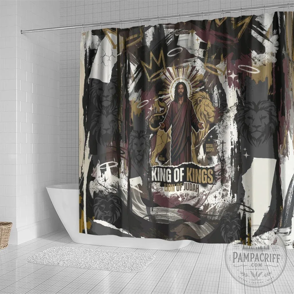 King of Kings Jesus is King Lion of Judah Religious Faith Grunge Shower Curtain 9 King of Kings Jesus is King Lion of Judah Religious Faith Grunge Shower Curtain