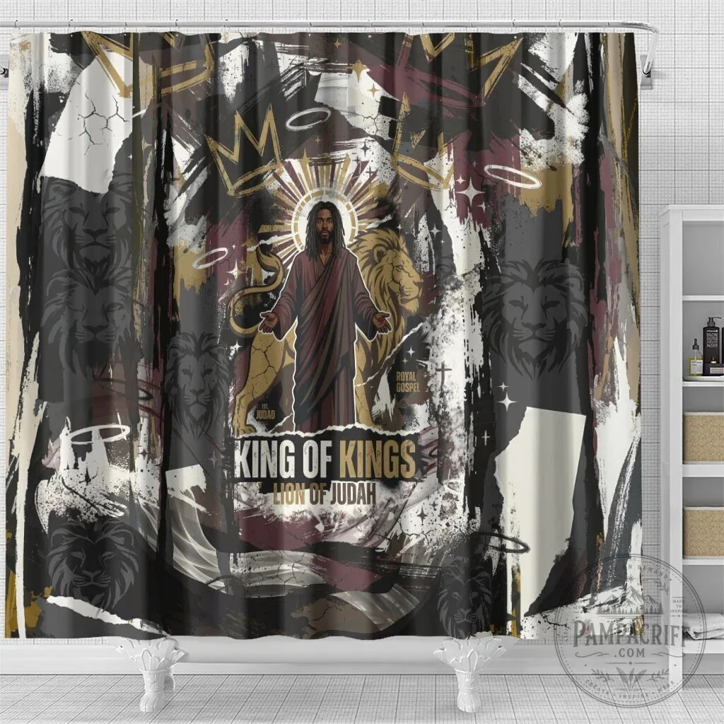 King of Kings Jesus is King Lion of Judah Religious Faith Grunge Shower Curtain 11 King of Kings Jesus is King Lion of Judah Religious Faith Grunge Shower Curtain
