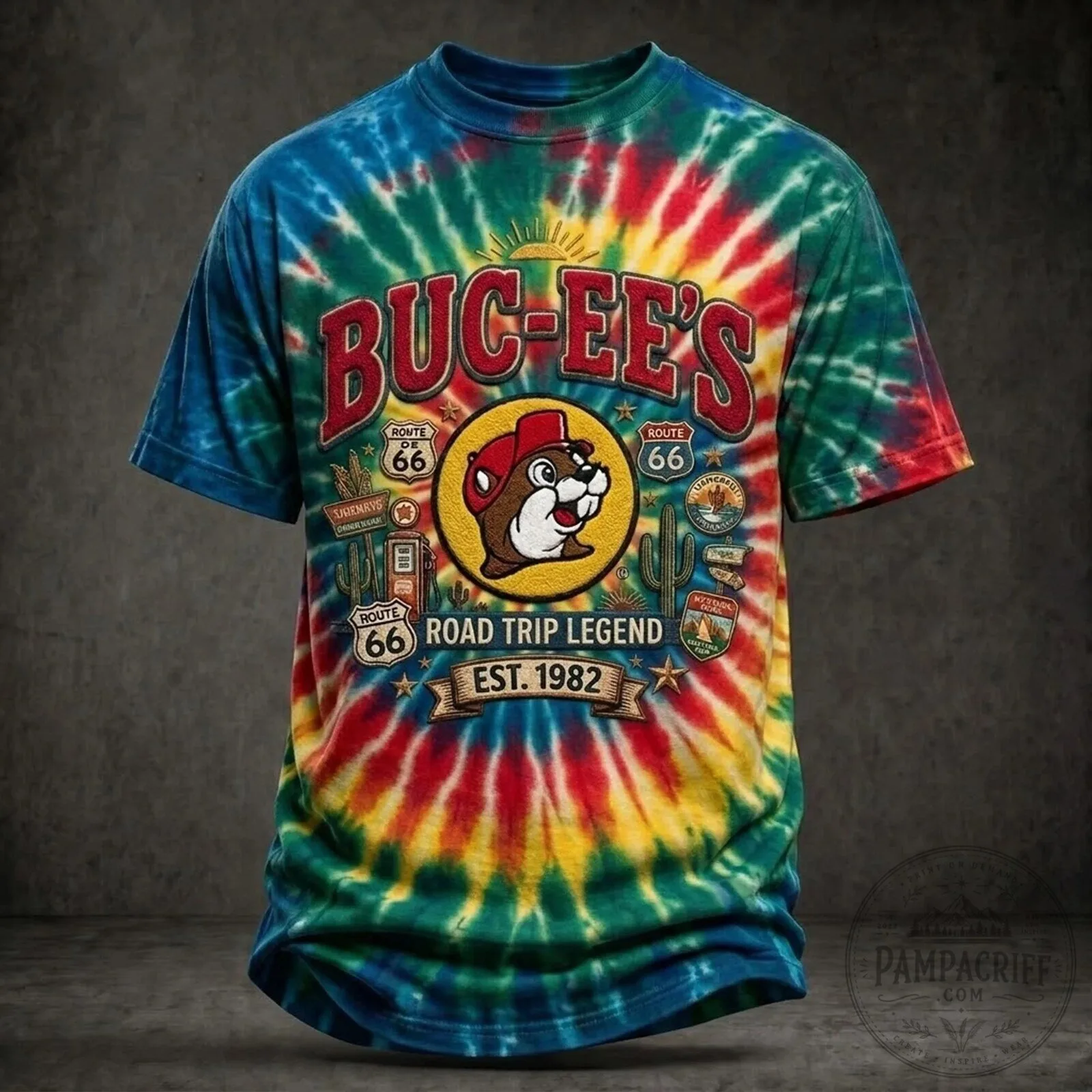 Buc-ee's Road Trip Legend Tie-Dye Short Sleeve T-Shirt 5 Buc-ee