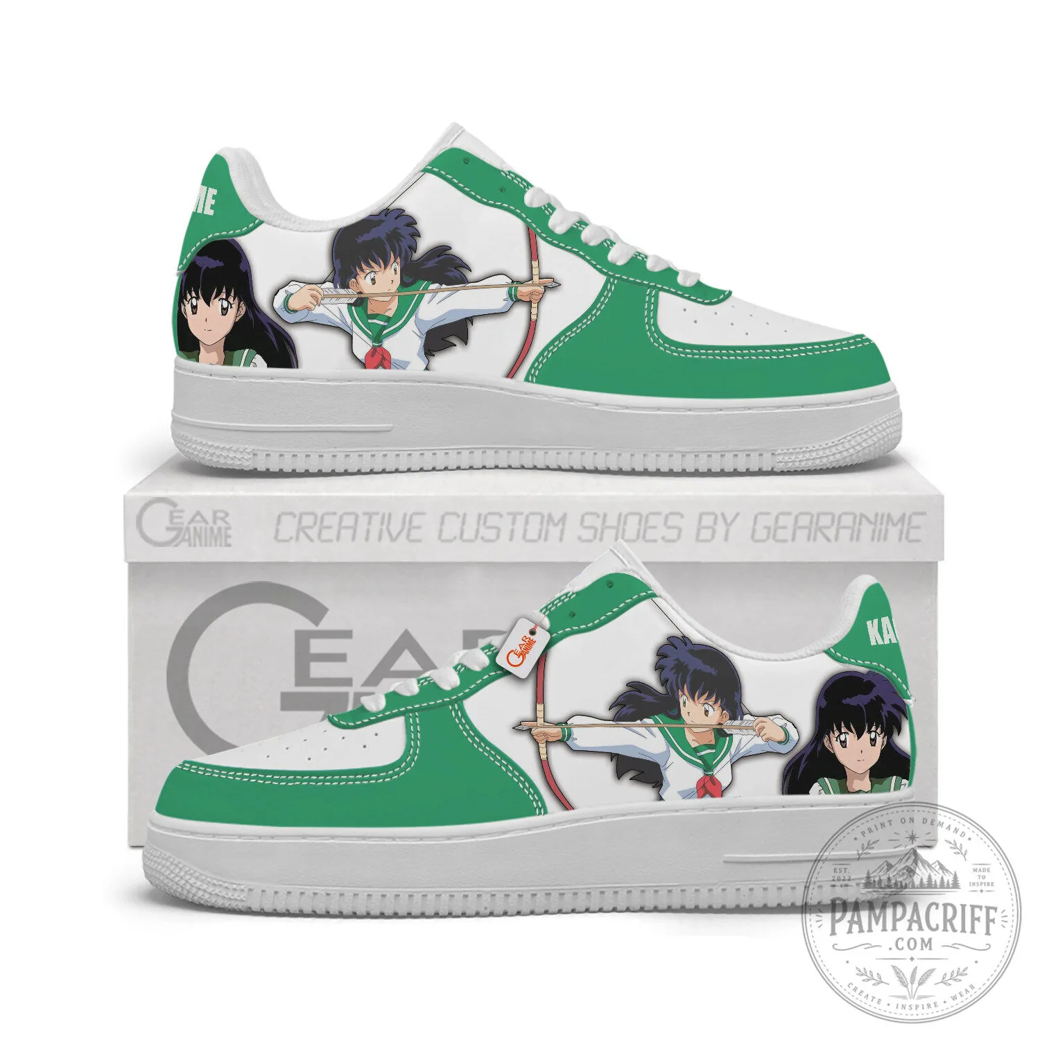 Inuyasha Kagome Higurashi Anime Character White and Green Athletic Shoes