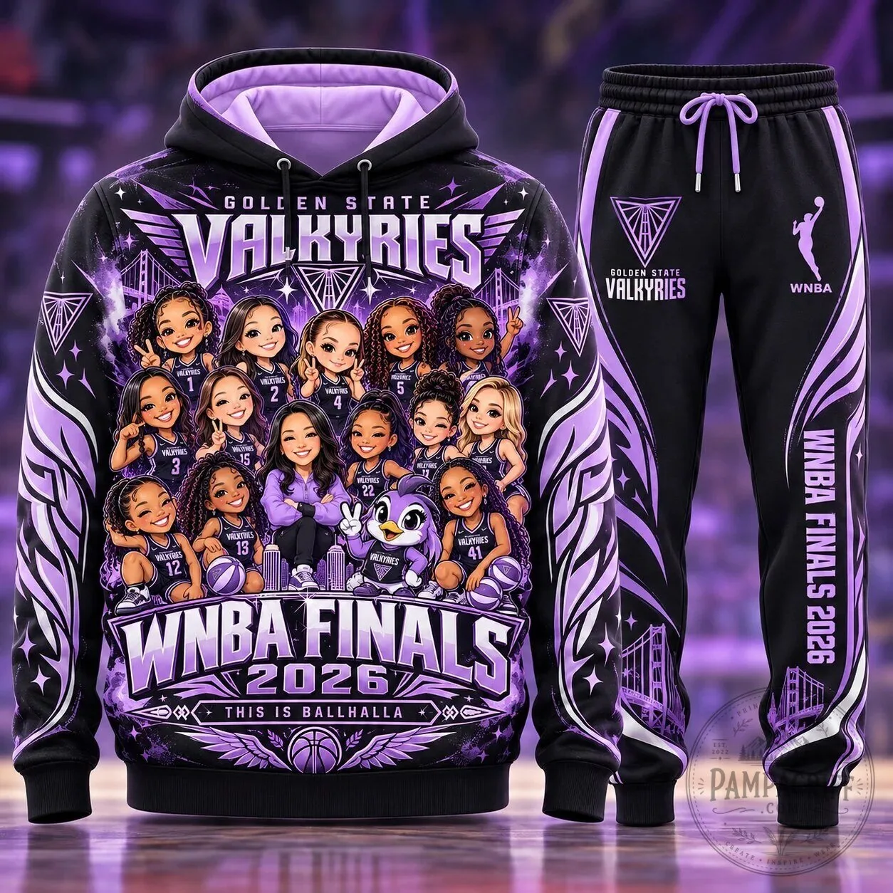 Golden State Valkyries WNBA Finals 2026 Chibi Fan Hoodie and Sweatpants Set