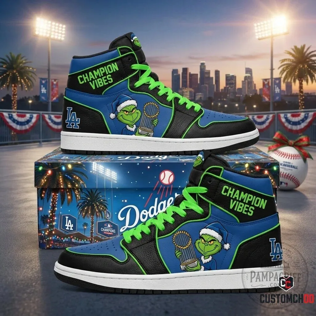 Los Angeles Dodgers Grinch Christmas Champion Vibes Fan Shoes