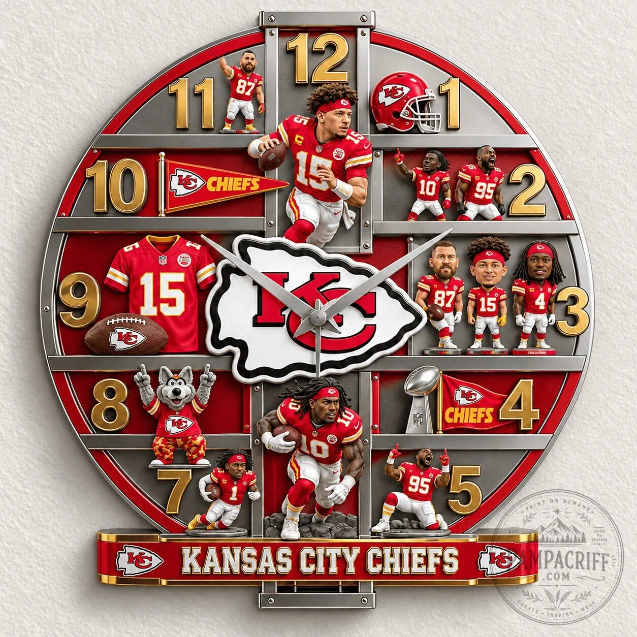 Kansas City Chiefs NFL Football Team Players Wall Clock