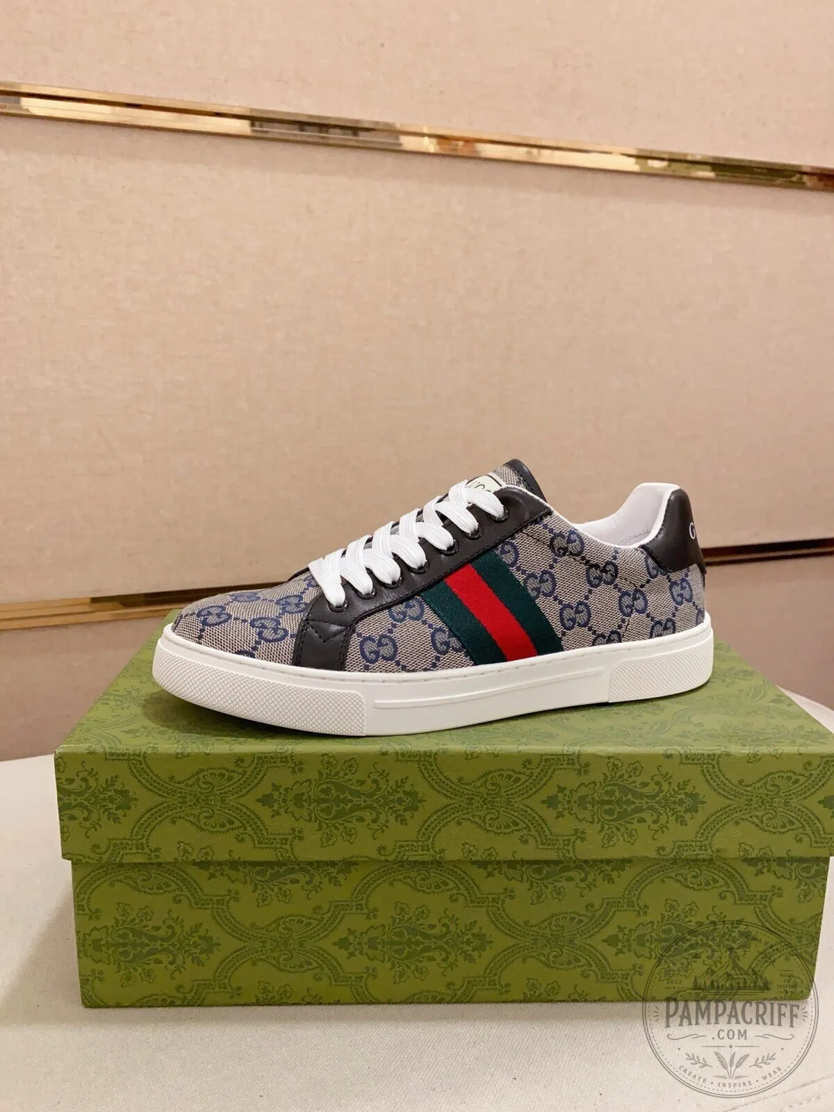 Gucci Monogram Canvas Ace Sneakers with Web Stripe Detail for Men and Women