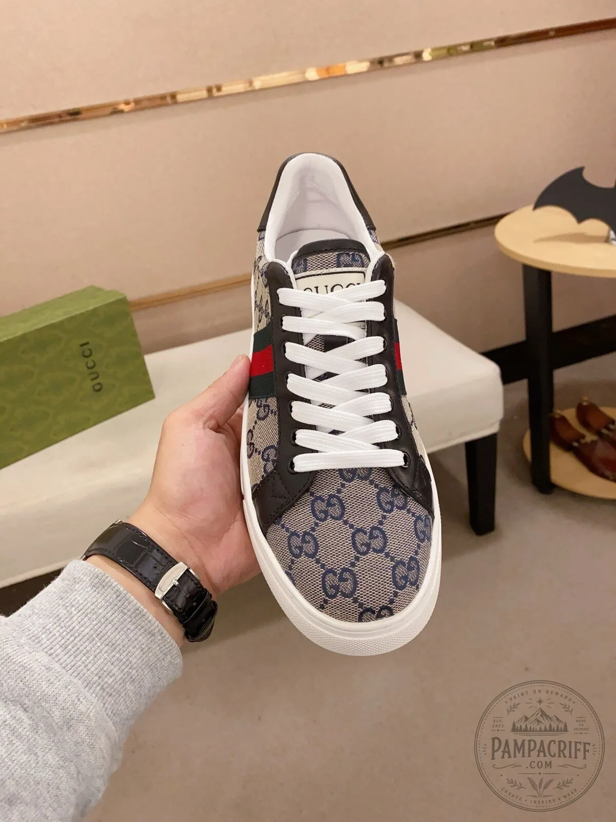 Gucci Monogram Canvas Ace Sneakers with Web Stripe Detail for Men and Women 10 Gucci Monogram Canvas Ace Sneakers with Web Stripe Detail for Men and Women