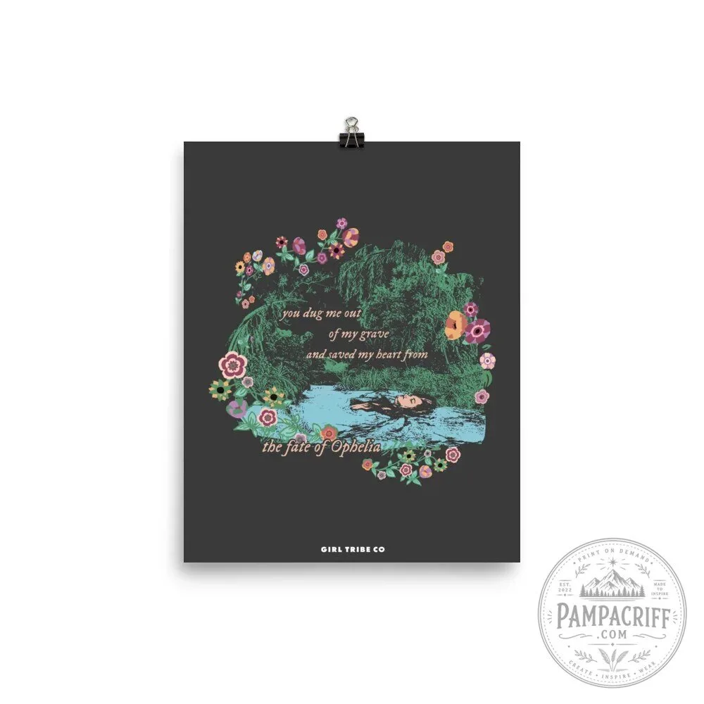 Ophelia Floral Wreath Lyric Art Print Poster 1 Ophelia Floral Wreath Lyric Art Print Poster