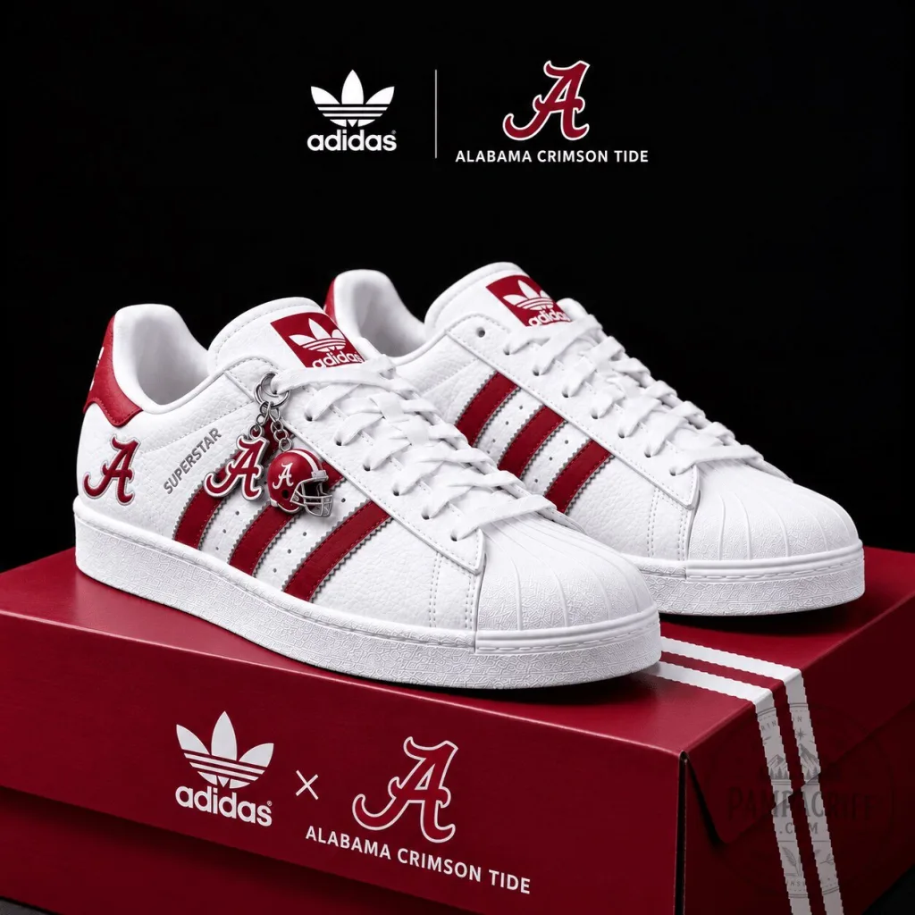 Alabama Crimson Tide Adidas Superstar Low-Top Sneakers Alabama Crimson Tide Adidas Superstar Low-Top Sneakers