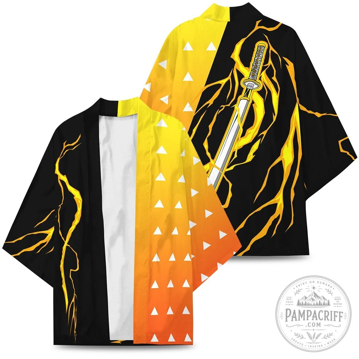 Demon Slayer Zenitsu Agatsuma Sword Style Kimono Cardigan