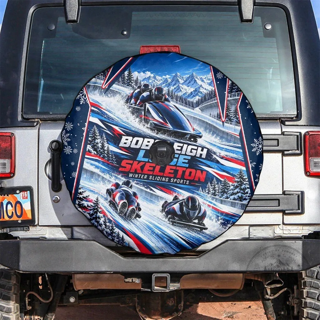 Bobsleigh Luge Skeleton Winter Sliding Sports Spare Tire Cover for Jeep SUV 9 Bobsleigh Luge Skeleton Winter Sliding Sports Spare Tire Cover for Jeep SUV