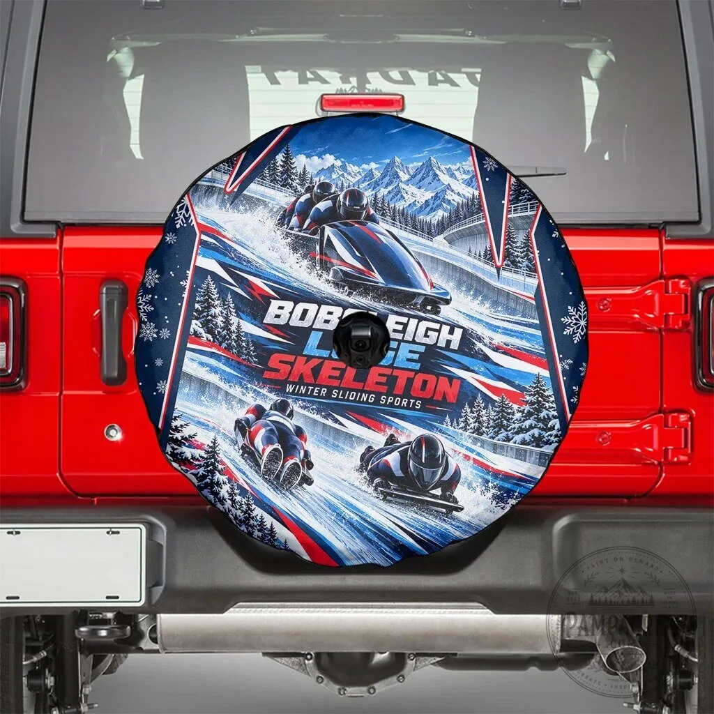 Bobsleigh Luge Skeleton Winter Sliding Sports Spare Tire Cover for Jeep SUV 10 Bobsleigh Luge Skeleton Winter Sliding Sports Spare Tire Cover for Jeep SUV