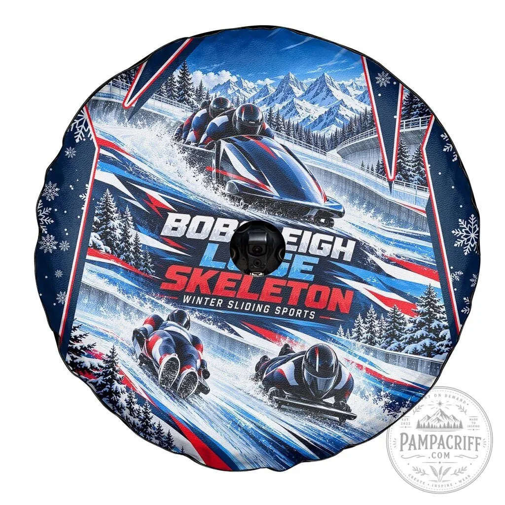 Bobsleigh Luge Skeleton Winter Sliding Sports Spare Tire Cover for Jeep SUV 12 Bobsleigh Luge Skeleton Winter Sliding Sports Spare Tire Cover for Jeep SUV