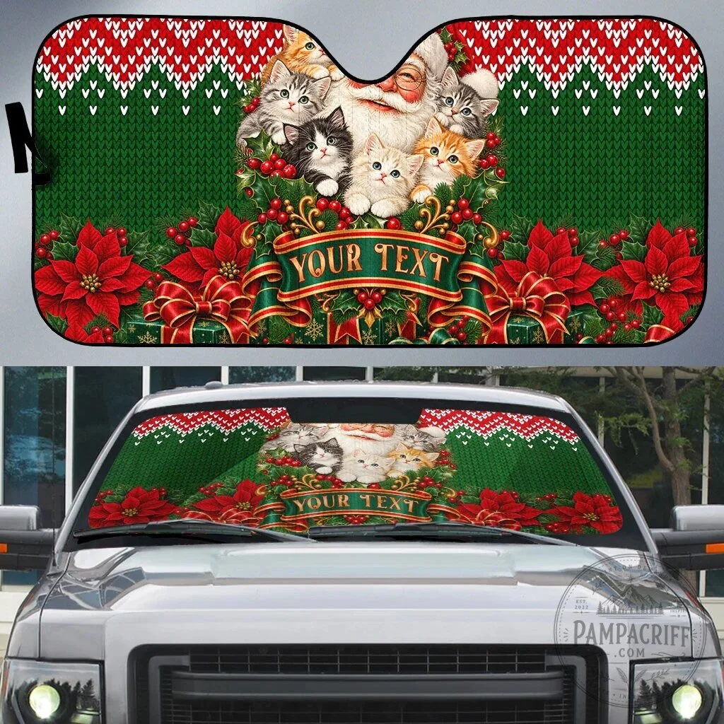 Minnesota Wild Legends and Stars 2026 Christmas Advent Calendar 5 Personalized Santa Claus Kittens Christmas Auto Sun Shade for Cat Lovers