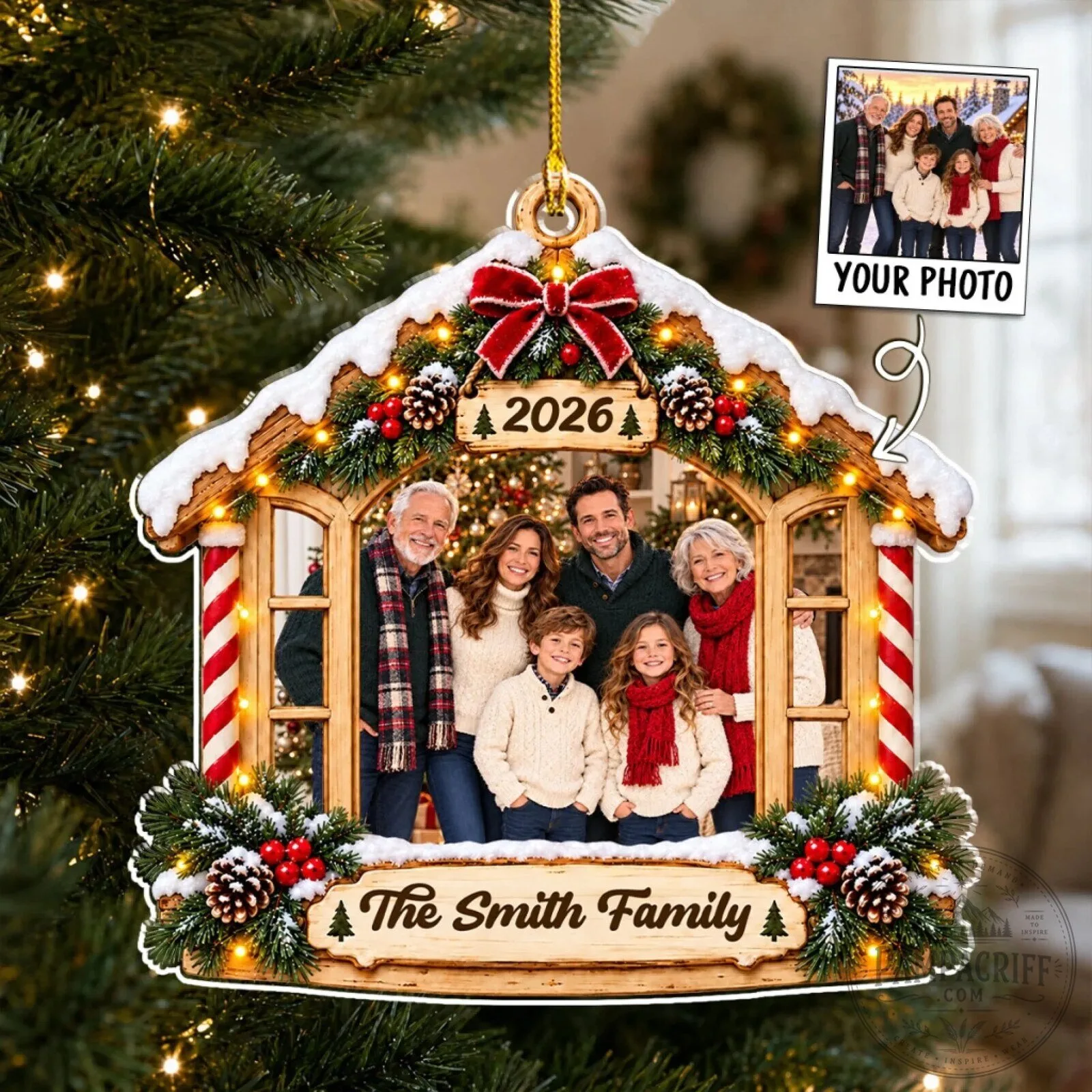 Minnesota Wild Legends and Stars 2026 Christmas Advent Calendar 6 Personalized Christmas House Family Photo Ornament with Custom Year and Name