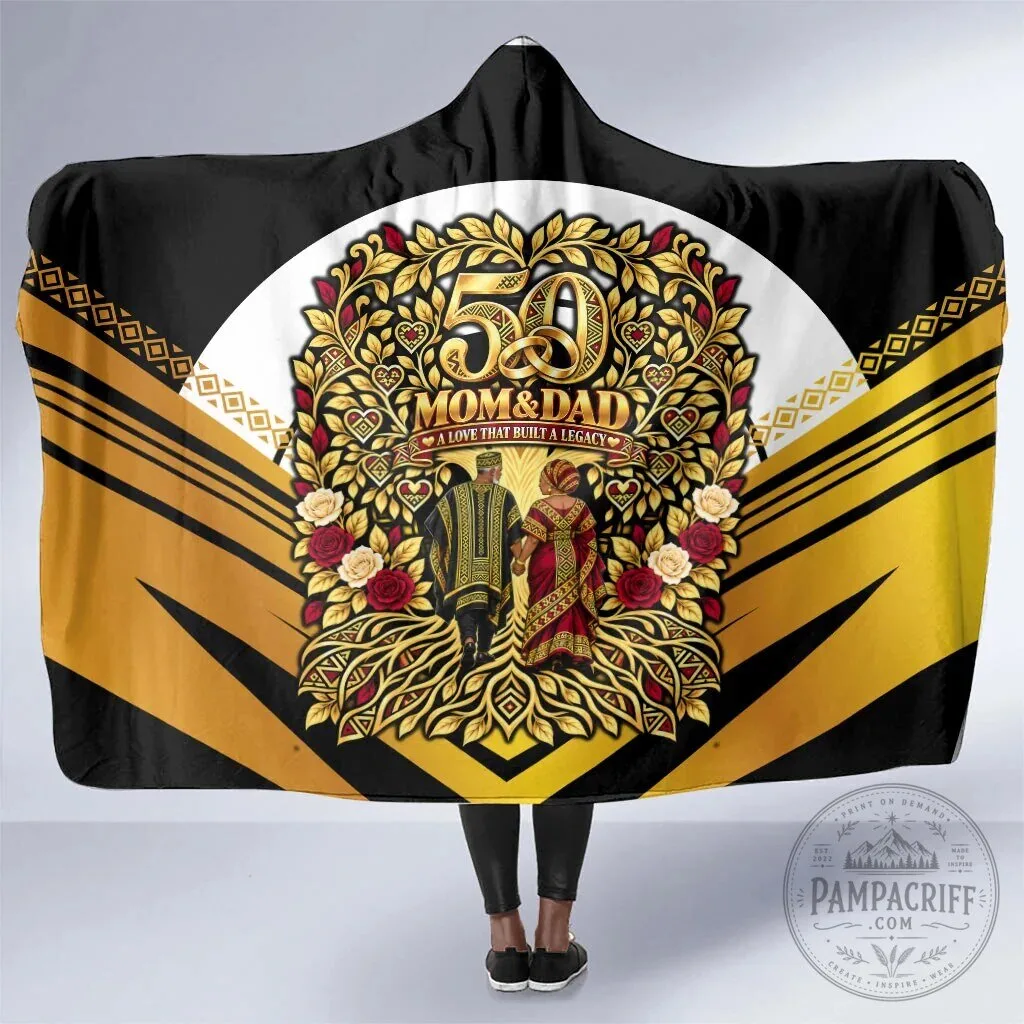 African American 50th Wedding Anniversary Mom and Dad Hooded Blanket
