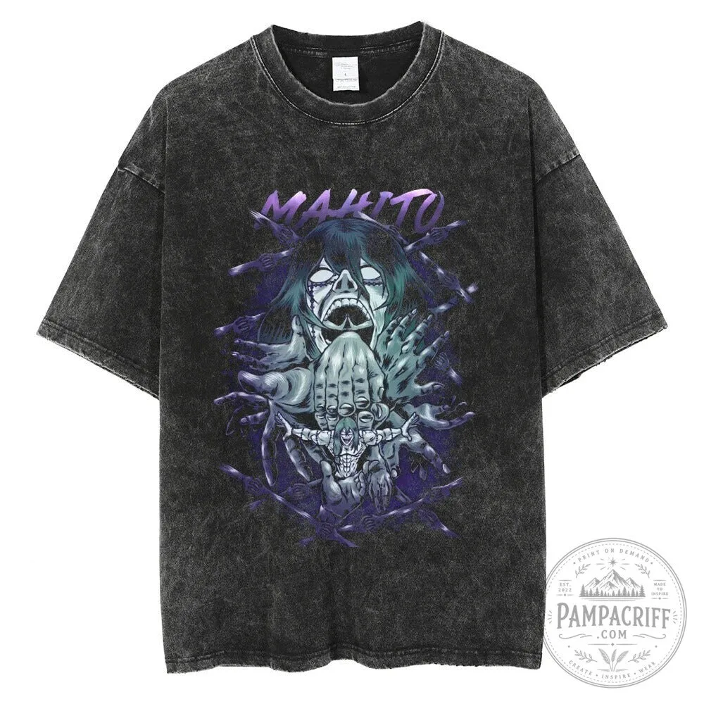 Mahito Jujutsu Kaisen Anime Manga Distressed Vintage Style T-Shirt 2 Mahito Jujutsu Kaisen Anime Manga Distressed Vintage Style T-Shirt