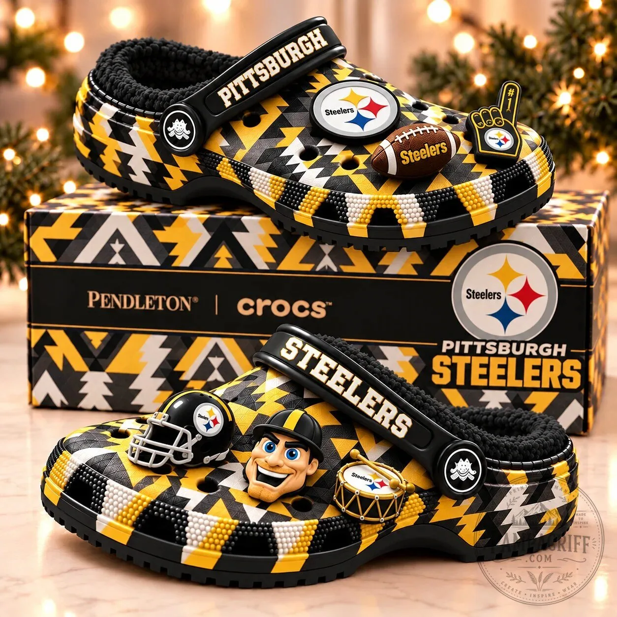 Pittsburgh Steelers NFL Team Logo Fleece Lined Clogs for Men and Women