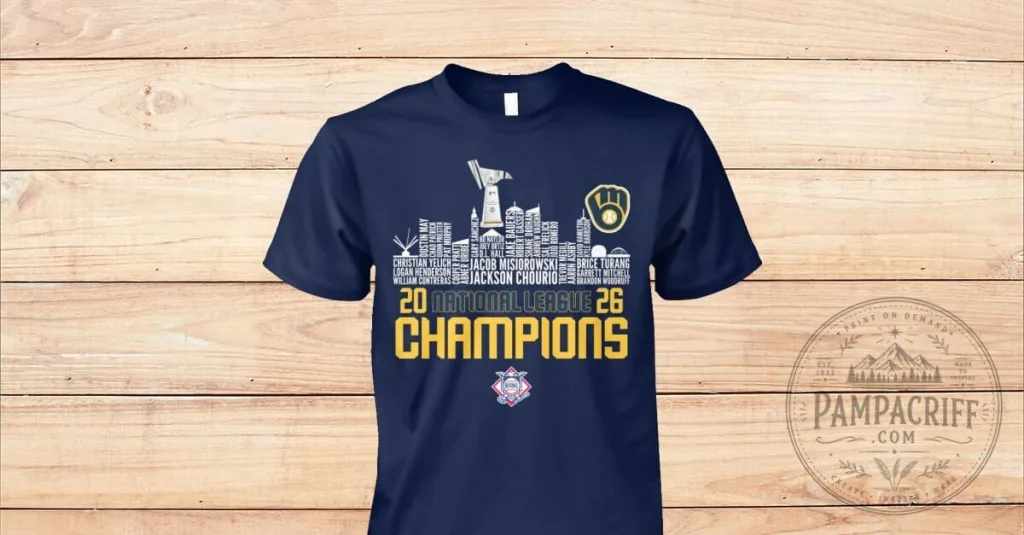 2026 National League Champions Roster T-Shirt for Milwaukee Brewers 2026 National League Champions Roster T-Shirt for Milwaukee Brewers