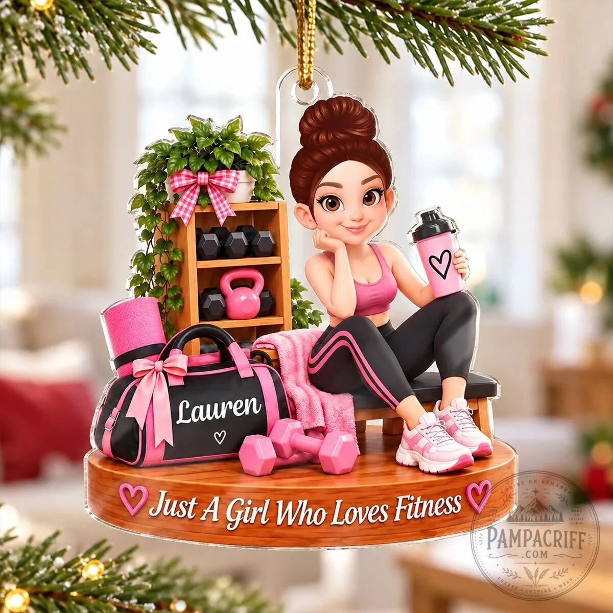Personalized Just A Girl Who Loves Fitness Gym Theme Christmas Ornament 1 Personalized Just A Girl Who Loves Fitness Gym Theme Christmas Ornament