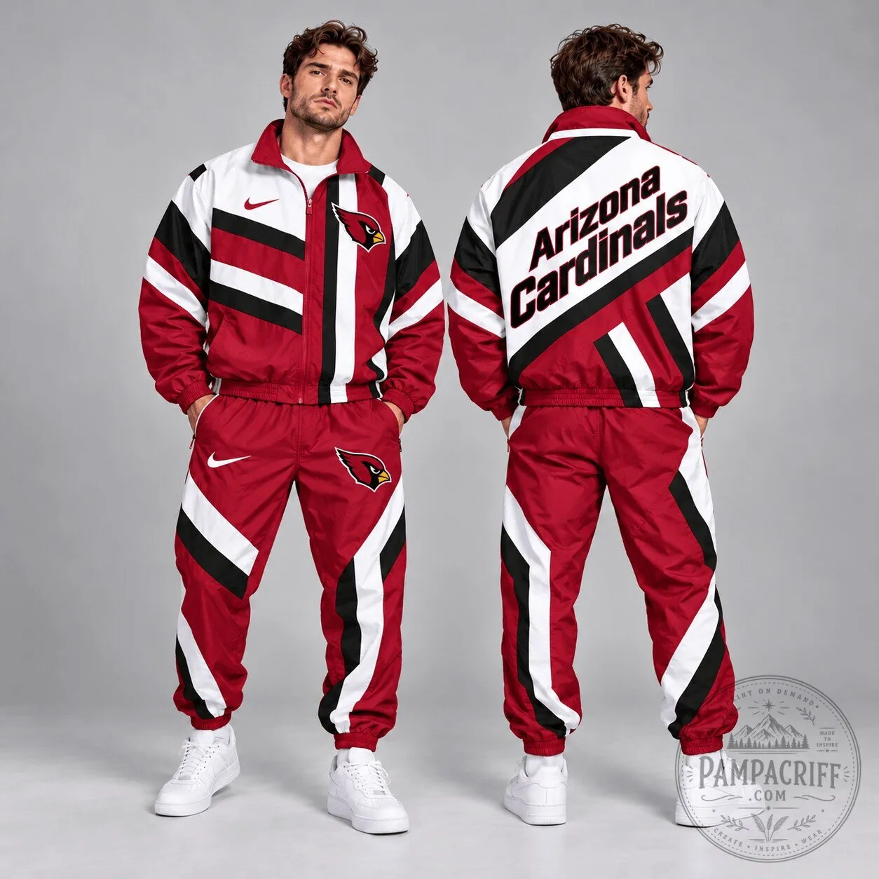 Arizona Cardinals Retro Geometric Stripe Full Zip Windbreaker Jacket