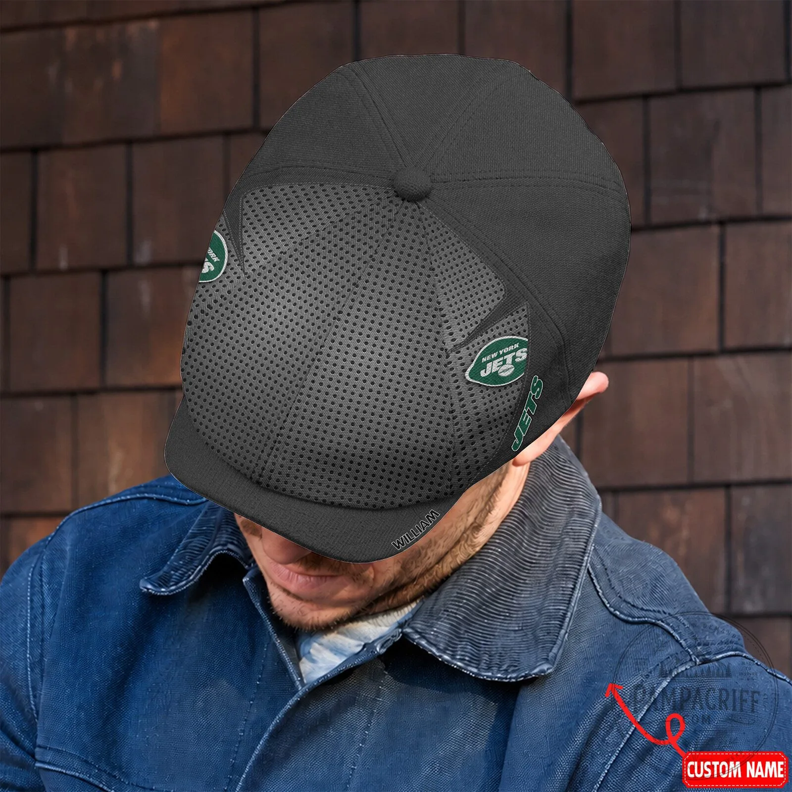 New York Jets Football Team Personalized Black Newsboy Cap Hat