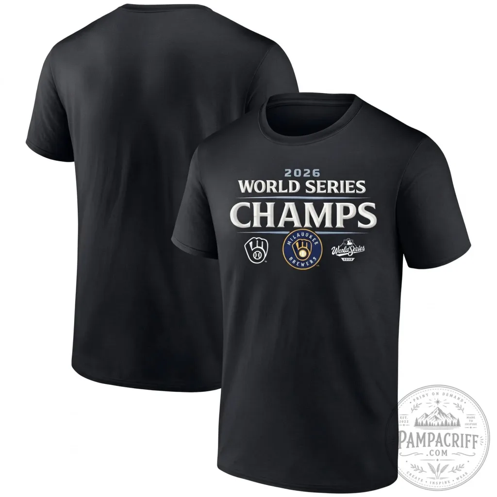 Black T-Shirt celebrating the Milwaukee Brewers 2026 World Series Championship Black T-Shirt celebrating the Milwaukee Brewers 2026 World Series Championship