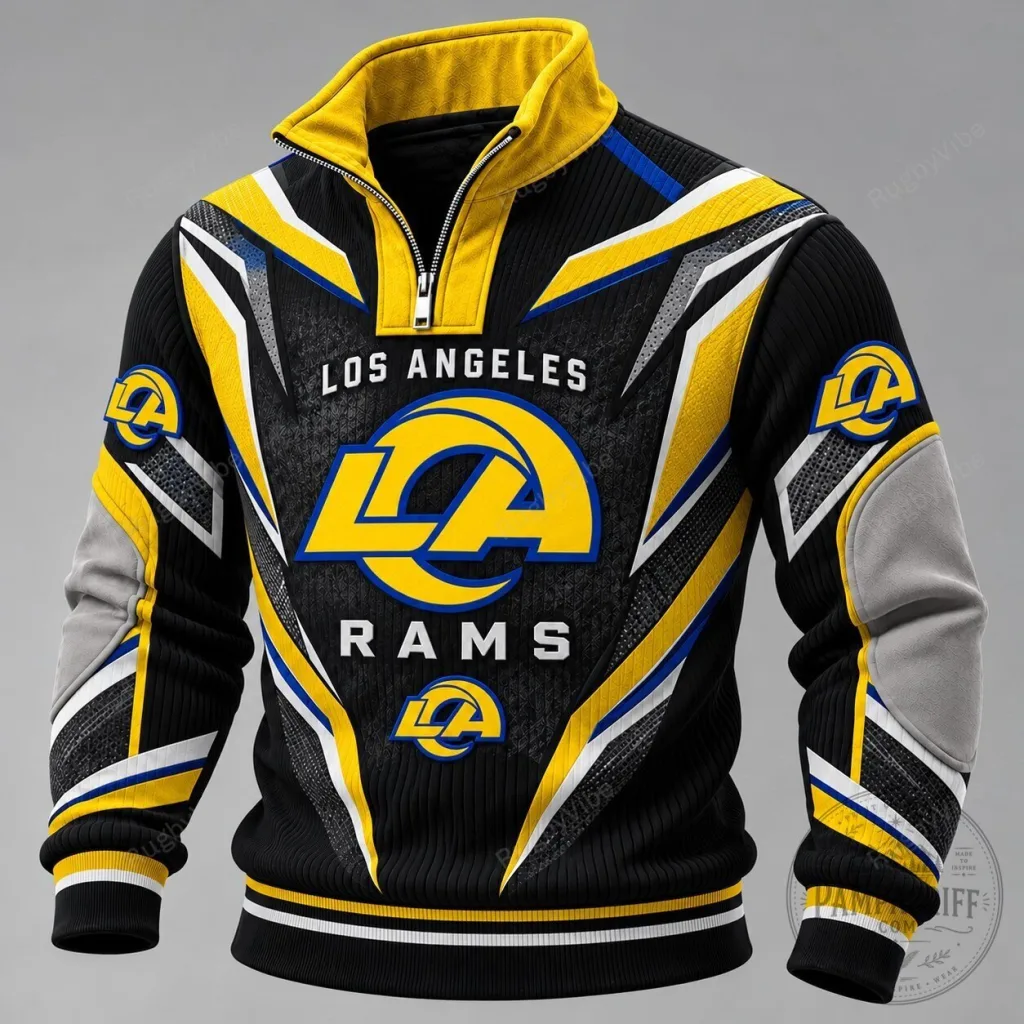 Los Angeles Rams Football Team Half-Zip Pullover Sweatshirt for Men Los Angeles Rams Football Team Half-Zip Pullover Sweatshirt for Men