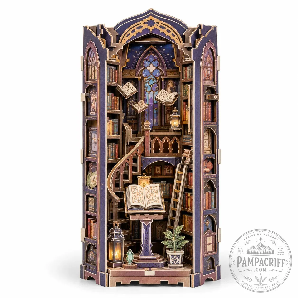 Enchanted Library Book Nook Shelf Insert 3D Wooden Puzzle Kit 3 Enchanted Library Book Nook Shelf Insert 3D Wooden Puzzle Kit