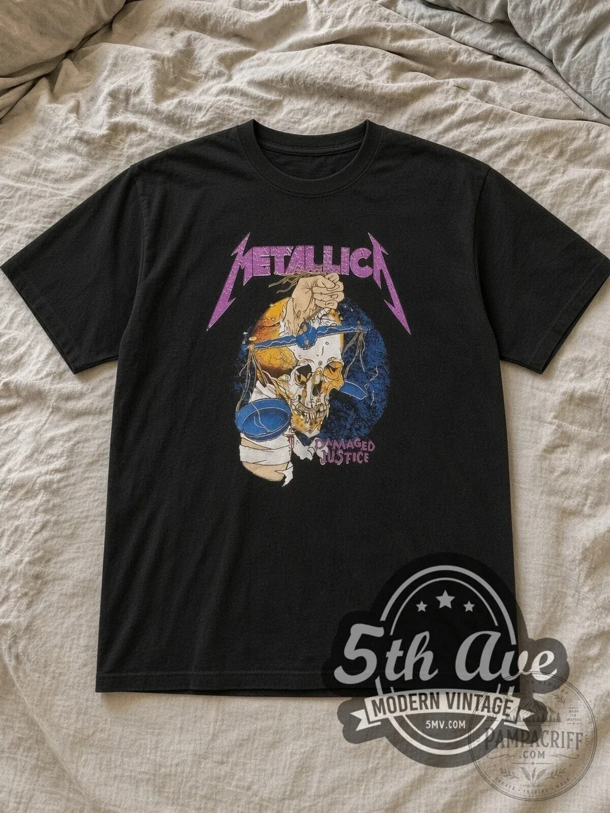 Metallica Damaged Justice Skull Graphic Print Vintage Style Band T-Shirt 10 Metallica Damaged Justice Skull Graphic Print Vintage Style Band T-Shirt