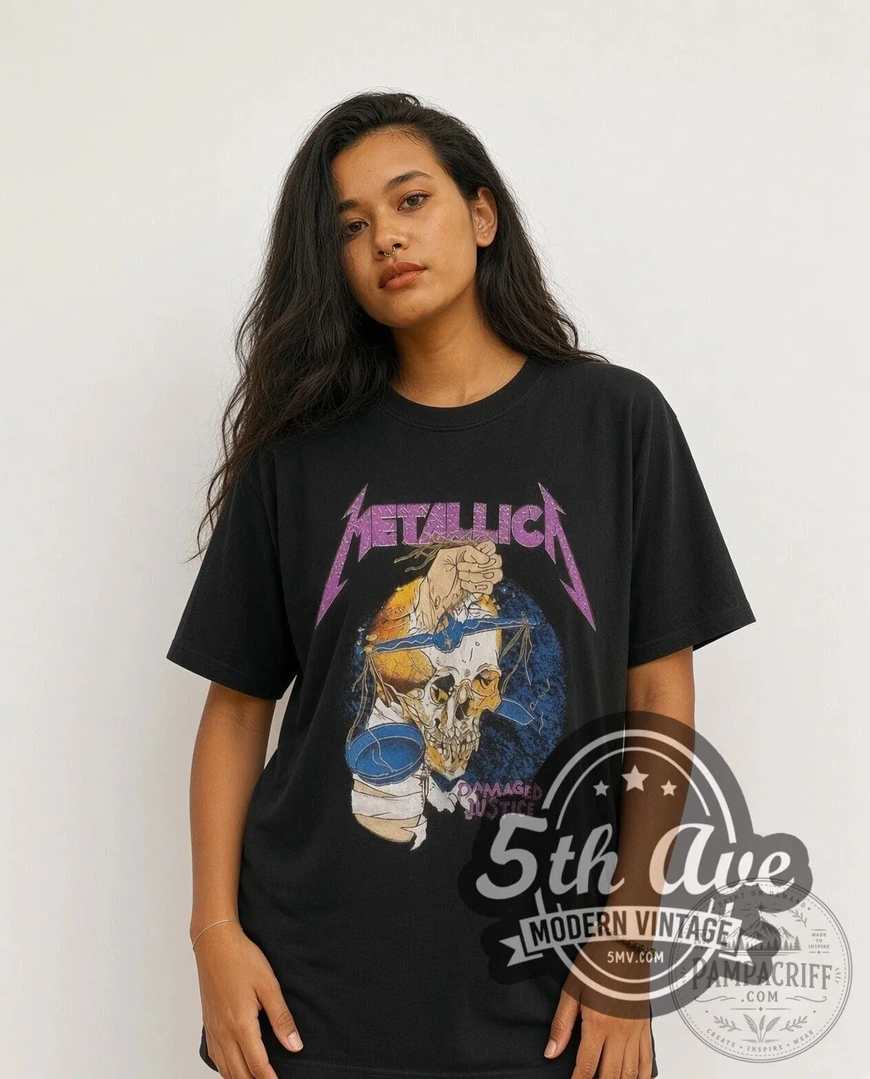 Metallica Damaged Justice Skull Graphic Print Vintage Style Band T-Shirt 11 Metallica Damaged Justice Skull Graphic Print Vintage Style Band T-Shirt