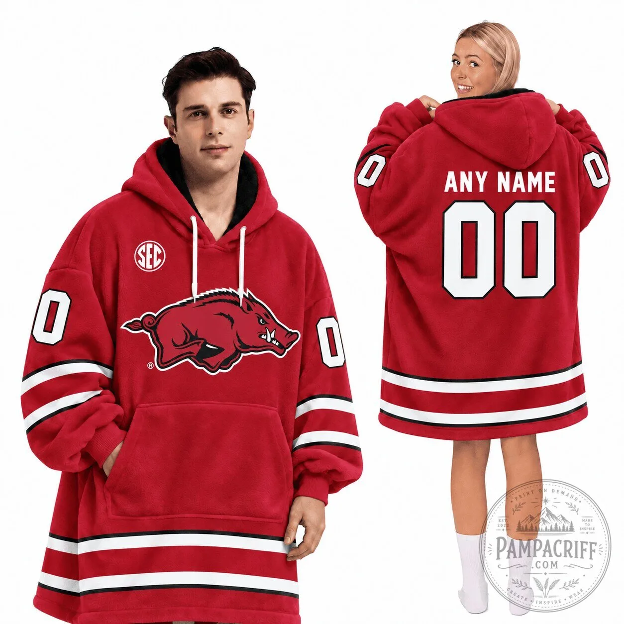 Arkansas Razorbacks Football Oversized Wearable Blanket Hoodie