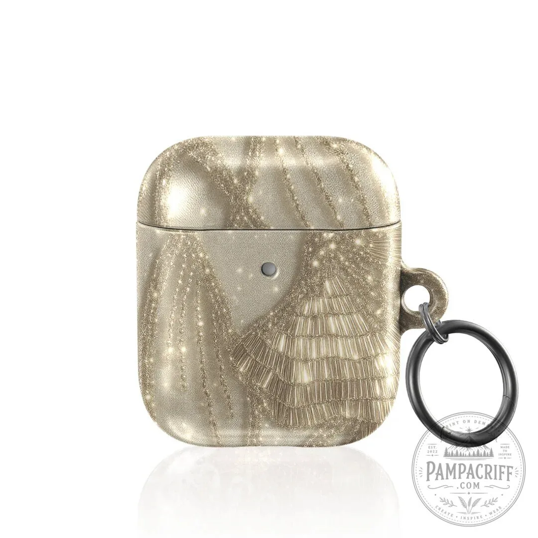 Golden Shimmer Fringe Pattern AirPods Pro Protective Case with Keychain